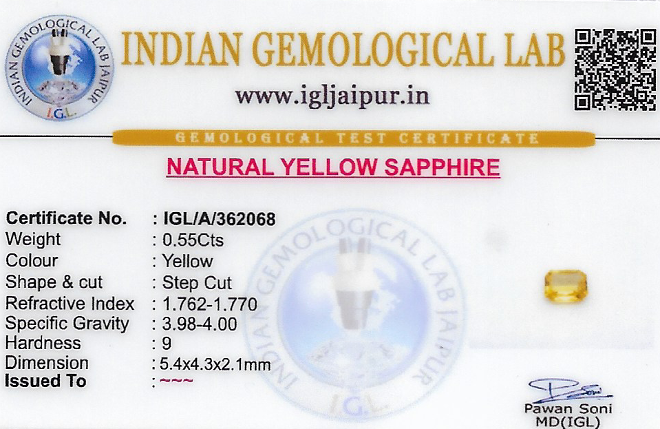 Yellow Sapphire (Pushparag) 5x4 MM 0.55 carats